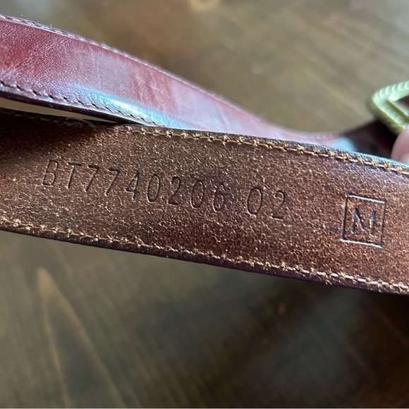 Fossil Gold Metal Brown Leather Belt. Size Medium. - Picture 9 of 13